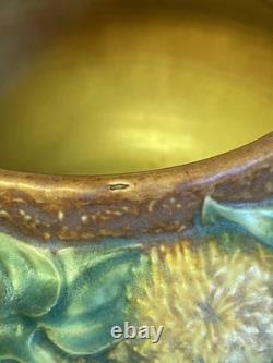 Vtg Roseville Sunflower 1930 Arts And Crafts Pottery Ceramic Bowl/Vase #208-5
