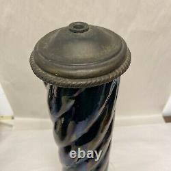 WANNOPEE POTTERY MAJOLICA GLAZED SNAKE HANDLED TALL VASE Arts & Crafts c1900 2ft