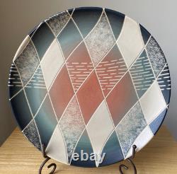 WAYNE BATES 12.5 Geometric Sgraffito on Porcelain Platter - Kentucky VGUC