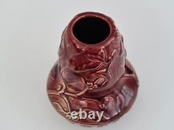 WELLER Arts Crafts Spiderweb Mistletoe 5.5 Vase Claret High Glaze Ex-Cond