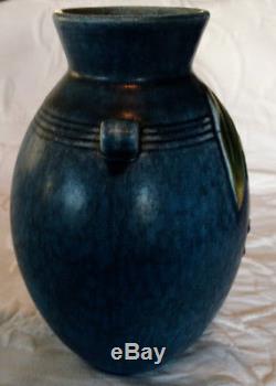 WELLER Gorgeous Cornish Deep Blue Double Handle Arts & Crafts 1930's Unique Vase