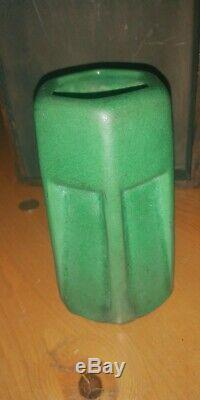 WELLER Matte Green Pottery Vase, Arts & Crafts Early 1900s Marked