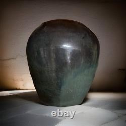 WJ Gordy Vase in Green, Blue, Brown Signed Gordy 4.5H 4.5W Handmade