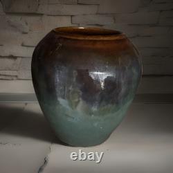 WJ Gordy Vase in Green, Blue, Brown Signed Gordy 4.5H 4.5W Handmade