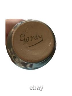 WJ Gordy Vase in Green, Blue, Brown Signed Gordy 4.5H 4.5W Handmade