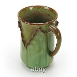 WJW Walley Pottery Devil mug tail handle semi matte green brown arts & crafts