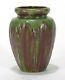 Wjw Walley Pottery Leaf Decorated Semi Matte Green Brown Vase Arts & Crafts