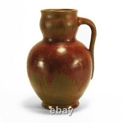 WJW Walley Pottery red brown drip glaze 9.25 handled flagon arts & crafts