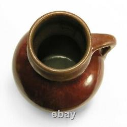 WJW Walley Pottery red brown drip glaze 9.25 handled flagon arts & crafts