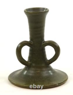 Walrath Pottery Arts and Crafts Matte Green Three Handled Candlestick