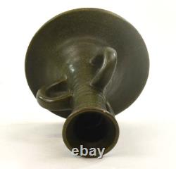 Walrath Pottery Arts and Crafts Matte Green Three Handled Candlestick
