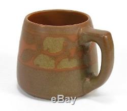 Walrath Pottery fruit decorated matte brown mug Arts & Crafts Rochester New York