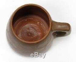 Walrath Pottery fruit decorated matte brown mug Arts & Crafts Rochester New York