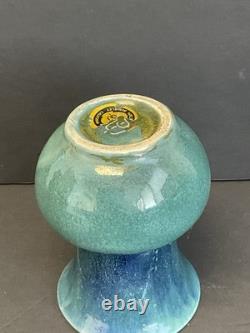 Walrich Pottery Berkeley California Arts & Crafts Vase Blue WithMicro Crystalline