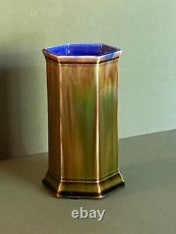 Wardle Vase Art Pottery Green / Brown /Blue Glaze Arts & Crafts dateed 1919 EUC