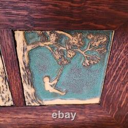 Weaver Tiles with Dard Hunter Oak Frame 3 Tiles 2005 Sturdy Hanger Arts & Crafts