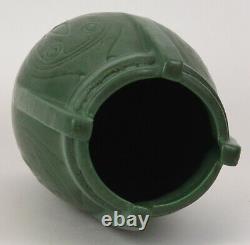 Weller 9.5 Tall Arts And Crafts Matt Green Vase With Incised Design