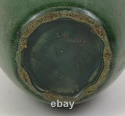 Weller 9.5 Tall Arts And Crafts Matt Green Vase With Incised Design