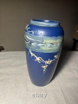 Weller 9 Hudson Blue 1920s Art Pottery Hand Painted Ceramic Vase