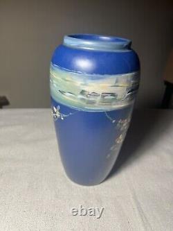 Weller 9 Hudson Blue 1920s Art Pottery Hand Painted Ceramic Vase