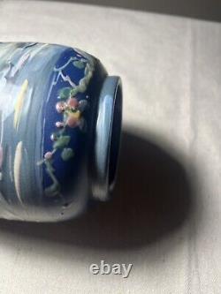 Weller 9 Hudson Blue 1920s Art Pottery Hand Painted Ceramic Vase