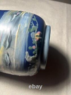 Weller 9 Hudson Blue 1920s Art Pottery Hand Painted Ceramic Vase