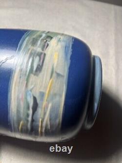 Weller 9 Hudson Blue 1920s Art Pottery Hand Painted Ceramic Vase