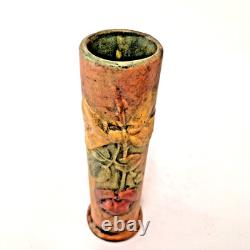 Weller Art Pottery Cylindrical Vase Lotus Floral Relief Arts & Crafts USA