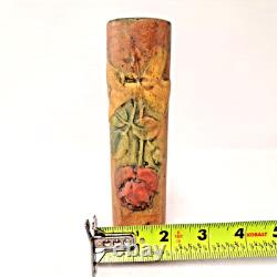 Weller Art Pottery Cylindrical Vase Lotus Floral Relief Arts & Crafts USA