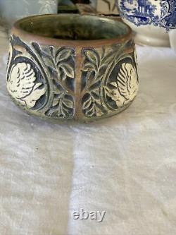 Weller Arts Crafts Pottery Knifewood Bowl Swans