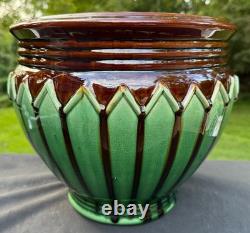 Weller Blended Majolica Art Deco Pottery Green Brown Jardiniere Planter