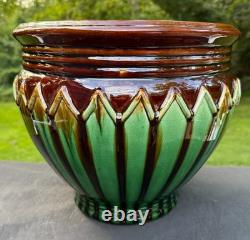 Weller Blended Majolica Art Deco Pottery Green Brown Jardiniere Planter