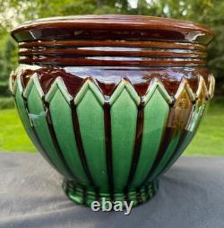 Weller Blended Majolica Art Deco Pottery Green Brown Jardiniere Planter