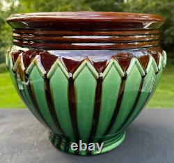 Weller Blended Majolica Art Deco Pottery Green Brown Jardiniere Planter