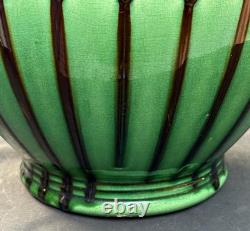 Weller Blended Majolica Art Deco Pottery Green Brown Jardiniere Planter