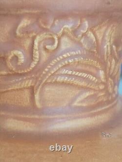 Weller Breton 1920s Arts And Crafts Pottery Matte Brown Sunflowers Ceramic Vase