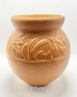 Weller Breton 1920s Arts & Crafts Pottery Matte Brown Sunflower Vase