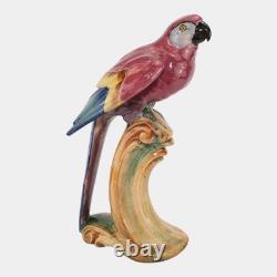 Weller Brighton 1915 Vintage Art Pottery Large Red Blue Parrot Statue Figurine