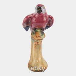 Weller Brighton 1915 Vintage Art Pottery Large Red Blue Parrot Statue Figurine