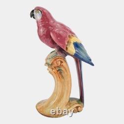 Weller Brighton 1915 Vintage Art Pottery Large Red Blue Parrot Statue Figurine