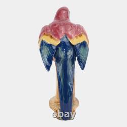 Weller Brighton 1915 Vintage Art Pottery Large Red Blue Parrot Statue Figurine