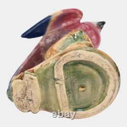 Weller Brighton 1915 Vintage Art Pottery Large Red Blue Parrot Statue Figurine
