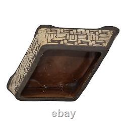 Weller Claywood 1910s Arts And Crafts Pottery Brown Ceramic Diamond Planter Bowl