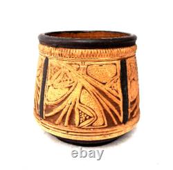 Weller Claywood Vase Floral Relief Arts Crafts Pottery USA Antique c1910