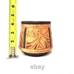 Weller Claywood Vase Floral Relief Arts Crafts Pottery USA Antique c1910