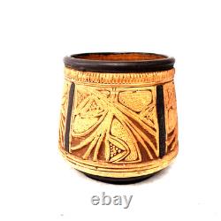 Weller Claywood Vase Floral Relief Arts Crafts Pottery USA Antique c1910