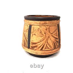 Weller Claywood Vase Floral Relief Arts Crafts Pottery USA Antique c1910