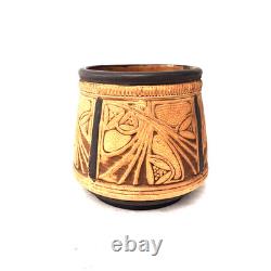Weller Claywood Vase Floral Relief Arts Crafts Pottery USA Antique c1910