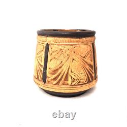 Weller Claywood Vase Floral Relief Arts Crafts Pottery USA Antique c1910