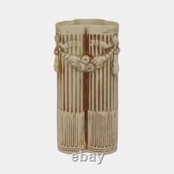 Weller Clinton Ivory 1914 Vintage Art Pottery Ceramic Tri Column Vase